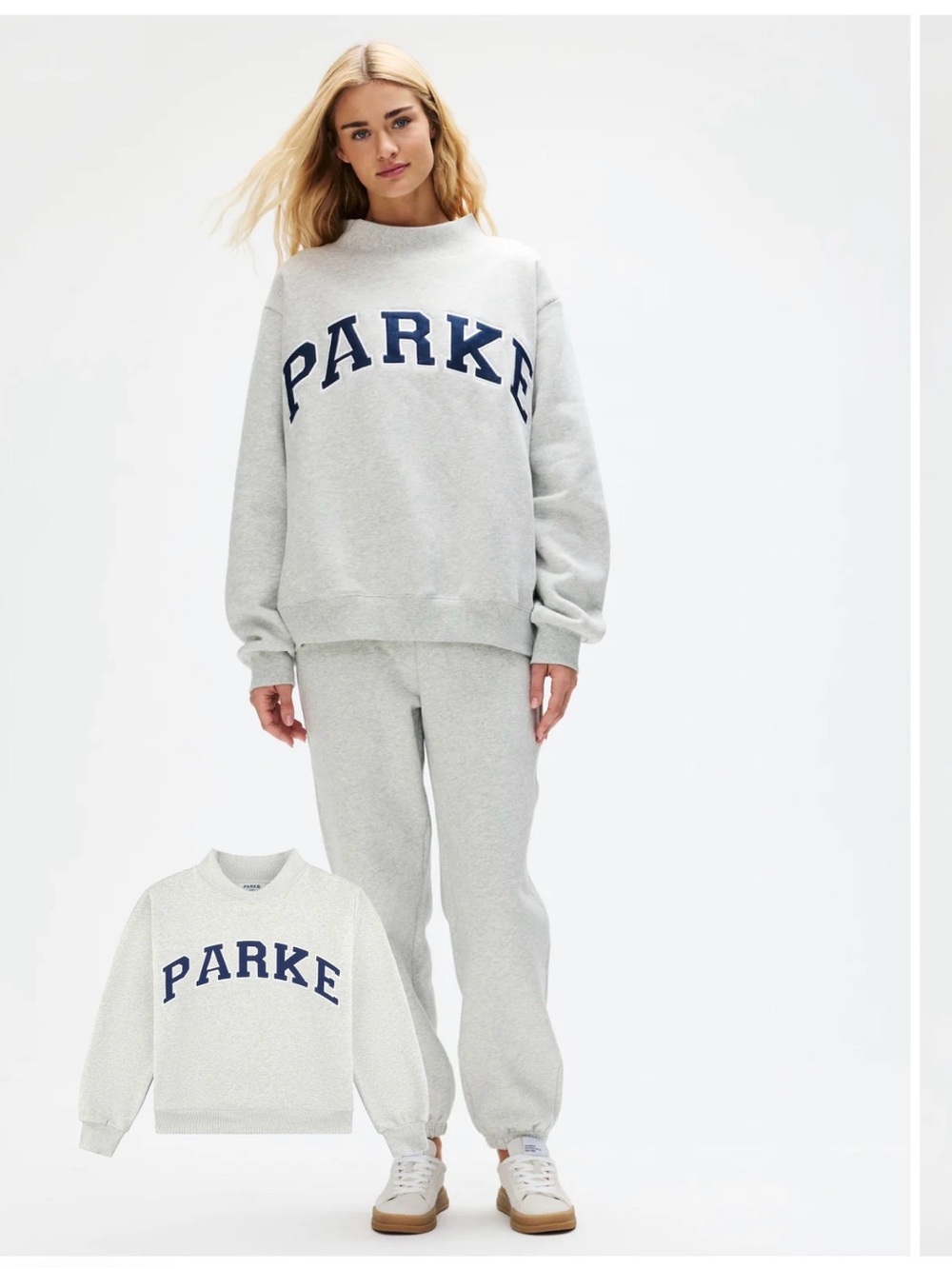 Parke OG Varsity Mockneck classic gray with denim lettering
